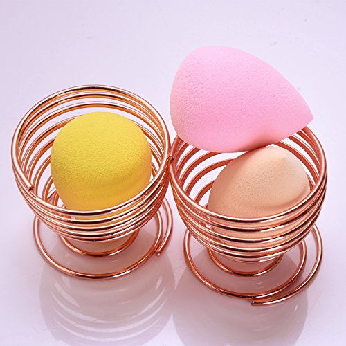 Mudder Beauty Blender Schwamm Halter Make-up Trocknen Stand Schwamm Puderquaste Halterung Rack, Rosegolden, 2 Stück - 4