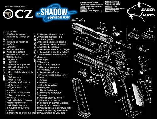 SABER GEARS Tapis DE DEMONTAGE XL pour Armes DE Poing Modernes - en Francais