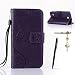 Produktbild LG K3 Hülle, LG K3 Schutzhülle, Alfort 3 in 1 Lederhülle Fashion Design Premium PU Leder Hohe Qualität Tasche Case Cover Kasten Abdeckung Wallet für LG K3 4.5" Smartphone Funktion Standfunktion Unterstützte Telefone und Magnetverschluss mit Schmetterling ( Dunkles Violet ) + Alfort Schwarz Stylus Pen + Netter Staub Stecker