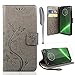 Produktbild AROYI Lederhülle Moto G7 Plus Flip Hülle + panzerglas, Moto G7 Plus Wallet Case Handyhülle PU Leder Tasche Case Skin Ständer Schutzhülle für Moto G7 Plus grau