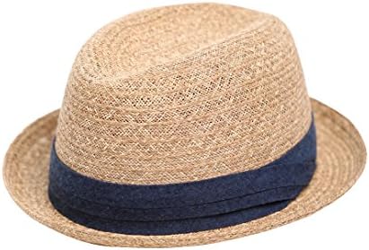 Vaevanhome Handmade Material Rafi Grass Core High-End Jazz Male And Female Hats Breathable Wild, Adjustable, Herbal Blue Ribbon