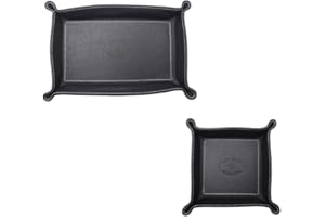 FrasiBags Vide-poche design moderne – Lot de 2 poches d'entrée – en cuir véritable – organisateur de bureau – idée cadeau homme femme – pour bijoux, clés, téléphone, pièces de monnaie (noir/noir)