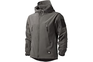 MakingDa Mens Waterproof Jackets Casual Hooded Coat Softshell Fleece Lined Running Jackets Tactical Military Work Fishing Hunting Climbing