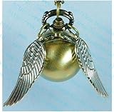 Uhr sale-enchanted goldener Schnatz Halskette Silber Double Seite Flügel Harry Potter
