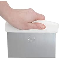 Tablecraft 4103W ABS Handled Stainless Steel Dough Scraper, 6", White