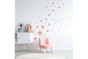 ADZIF.BIZ LE STICKER DE DECORATION Sticker Planche De Forme Enfant - Etoiles - Planche de 50 stickers - Masking Tape - Vieux Rose - Satiné - Adhésifs