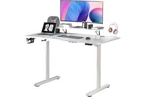 SOSINYA 120x60cm Mesa Escritorio Elevable, Mesa Elevable Escritorio, Mesa Gaming Blanco, Secretaria Elevatoria, Memoria de Altura Ajustable, Adecuado para Estudiar, Trabajar, Juegos