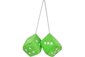 BAKERMICHE Hängende Flauschige Würfel Auto Anhänger grüne Flauschige Plüschwürfel mit Punkten Retro Quadrat Hängeornament Auto Innenzubehör Heimdekoration