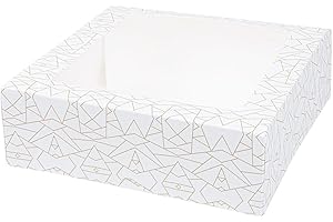 García de Pou - 50 Stück - Gebäckdosen mit Fenster 'Thepack' 250 g/m2 + Opp 23 x 23 x 7,5 cm, weiß, gewellter Nano-Mikrokarton