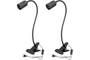 BILIPLE E27 Klemmleuchte Lampenfassung 2 Stück LED E27 Lampensockel Tischlampe Klemmlampe Halterung Doppel Körper Schalter Flexibel Schwanenhals E27 Klemmleuchte Lampenfassung (Ohne Glühbirne)