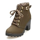Damen Stiefeletten High Heels mit Blockabsatz Profilsohle Stiefelette Classic schwarz Schnürstiefeletten mit Blockabsatz Spitze Zipper Ankle Boots | Trendige Damen Stiefeletten | Blockabsatz Plateau Schnürstiefeletten Übergrößen Stretch Faux Schlank Hohe Stiefel über die Knie Stiefel High Heels Schuhe Herbst Winter Biker Stiefel Einfarbig Lange Stiefel Hoher Absatz Schuhe Strecken Über Knie Stiefel