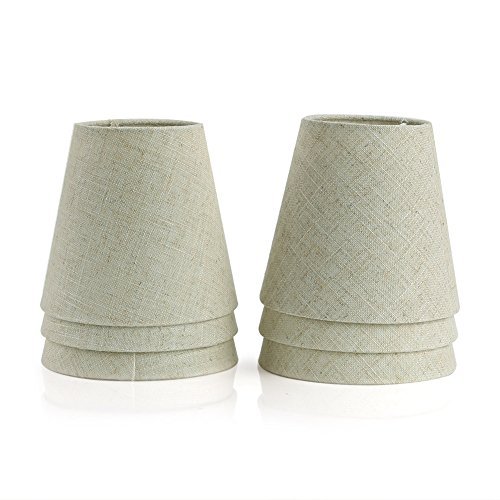 Fuloon 6er Set Lampenschirme für Kerze Kristall Kronleuchter Wandleuchte Hängelampe Stoff Lampenschirm (6er Set, Beige)