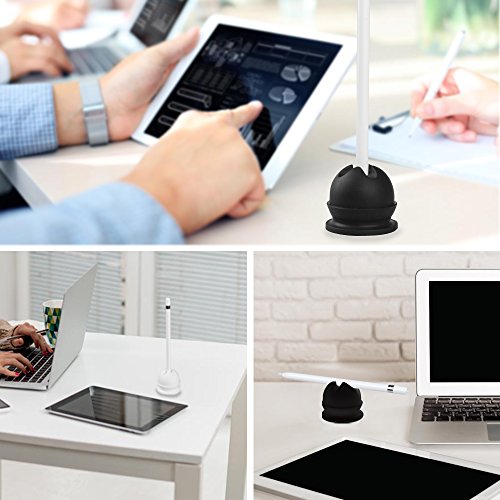 Fintie Apple Pencil Stand – Silikon Pilz Dock Station Ständer Halterung mit USB Adapter Slot für Apple iPad Pro Bleistift, Schwarz - 3