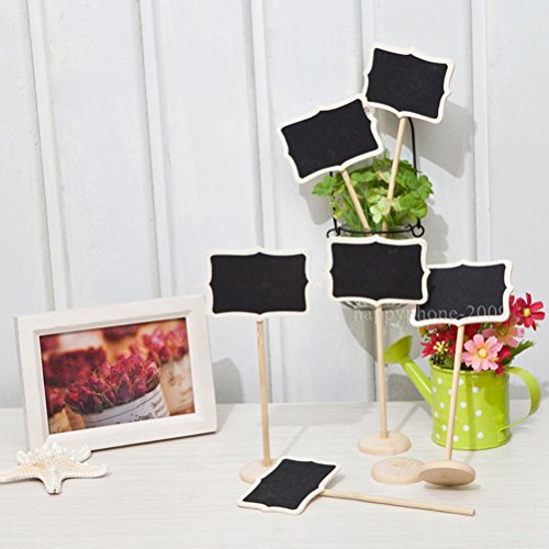 ULTNICE 10 Stück Kreidetafel Mini Holztafel Memotafel mit Ständer Tischdekoration - 3