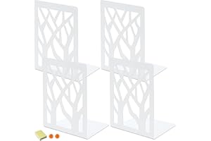 DIFIT Buchstütze, Buchstützen, 2 Parr(= 4 Stück) Metall Buchstützen, Weiß Bücherstütze Book Holder, Bücherhalter für Regal, Bücherstützen für Büro/Schule/Zuhause, Bookends for Shelves,12X9X16cm