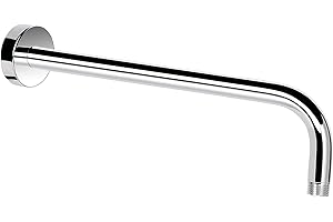 KATEZON Shower Arm with Flange, Made of 304 Stainless Steel, 15 Inch Shower Head Extension Extender Pipe Arm, Wall-Mounted for Fixed Bathroom Shower Head (Chrome)