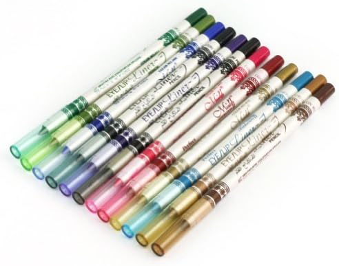 BoxGoGoGo 12 Color Plastic Glitter Lip Eyebrow Eyeliner Pencil Pen Cosmetic Set
