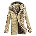 Produktbild EUZeo Herren Winter Slim Fit Wollmantel Business Überzieher Winterjacke Kunstfell Kapuze Gefüttert Teddyfell Parka Jacke Kapuzenjacke Wintermantel Coat