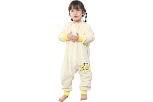 TMEOG Saco de Dormir Bebe con Pies Tog 2 Pijama Polar Manga Larga Pelele con Cremalleras para Niño y Niña 1-6 Años