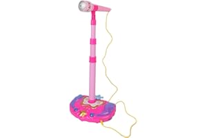 TOYANDONA Microphones de machine de karaoké pour enfants, support réglable, jouet pour des effets musicaux amusants, rose