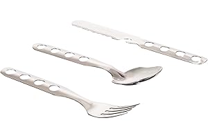 LAKEN Cubiertos de acero inoxidable de 3 piezas con funda de neopreno