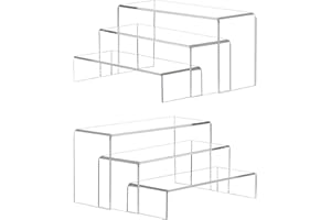 SOQKEEN Set 2 Espositori a 3 Livelli in Acrilico Trasparente (6 Pezzi) - Alzate Multiuso per Profumi, Cosmetici, Cupcakes e Collezioni