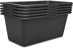 Kistenberg 5x Mörtelkasten 60 Liter | eckig | aus robustem Kunststoff | schwarz | ideal für Bauarbeiten, Garten und Heimwerkerprojekte | 72 x 41 x 28,5 cm