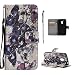 Produktbild Hülle für Moto G4 Play Hülle Leder Tasche, Handyhülle 3D Bunt Muster Cover Bookstyle Etui Wallet Flip Case, Hancda Lederhülle Schutzhülle mit Kartenfach Standfunktion Ledertasche Ultra Dünn Brieftasche Hüllen Magnetisch Schale Handytasche für Lenovo Moto G4 Play - Schwarz Schmetterling