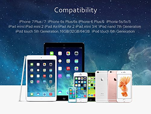 Flashstye 3 Pack 1M 1.5M 2M Phone Charger Nylon Braided Lightning to USB Cable Apple lightning cable for iPhone 7 Plus 6S Plus 6 Plus SE 5S 5C 5, iPad 2 3 4 Mini,iPad Pro Air, iPod.(Gray) - 6
