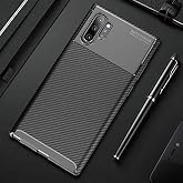 Spia Samsung Galaxy Note 10 Plus ile uyumlu Kılıf Siyah Karbon Silikon Orijinal Esnek İnce Geliştirilmiş Dayanıklı Darbe Karş