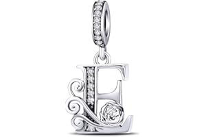 HappyStar Lettre Charme de L'alphabet Argent Sterling 925 Rose Alphabet Initial Dangle Charm Pendentif Charms Fit pour Pandora and bracelet européen