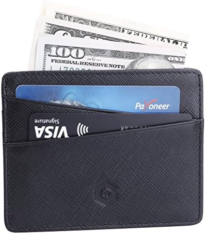 CashNox RFID Front Pocket Wallet Minimalist Wallet Slim Wallet Genuine Leather, Minimalist Wallet(#8 Slash)
