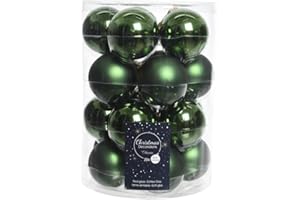 KAEMINGK 20 Weihnachtskugeln Glas 6 cm ( grün / piniengrün ) // Weihnachtskugeln Baumschmuck Dekokugeln Baumkugeln Christbaumkugeln Christbaumschmuck