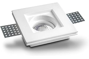 Eurekaled® - Portafaretto in Gesso CERAMICO da Incasso Quadrato Slim per Controsoffitti COD.PF1240