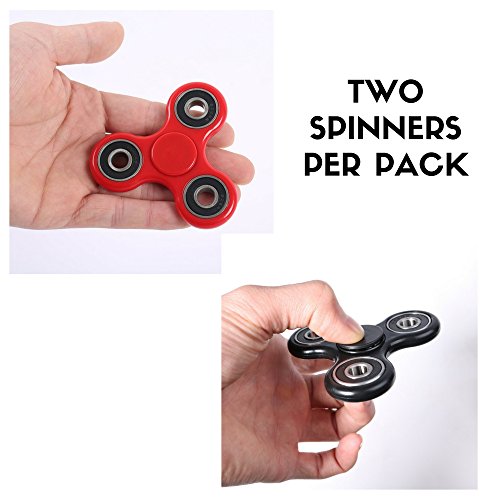 FIDGET SPINNERS Spin Toys Fidget Toys for ADHD. Autism, or Stress Relief. TWO Spinner Hand Toys included for Fidgety Fingers (RED and BLACK)