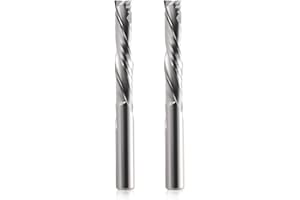 TRVOXVIQ Lot de 2 fraises à queue de compression CNC de 6 mm, fraise à rainurer hélicoïdale à 2 flûtes, longueur de coupe 32 mm, fraise en spirale Up&Down Cut Bit VHM Fraise à rainurer pour bois, planche de