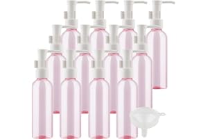 PQPAUTY TIANZD 12 Pièces 100ml Rose Distributeur en Plastique de Bouteilles Vides avec Pompe Blanc pour Cosmétique Huile Démaquillante Savon Lotion Gel Huile Essentielle Voyager