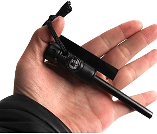 Missofsweet Magnesium Fire Starter - Camping Tool Steel Firestarter Tool And Camping Equipment With Compass & Whistle Emergency Survival Kit Gear