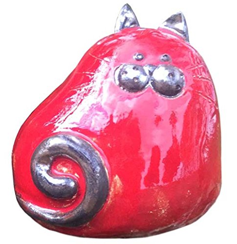Enigma Supplies Red Fat Cat Ceramic Table standing Cat Ornament Funky and Quirky Gift for Cat Lovers