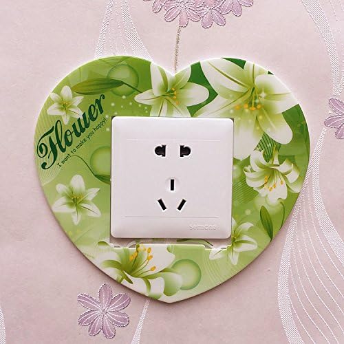 JHYUAN HOME Switch Sticker Plastic switch wall sticker living room creative outlet paste children's room cartoon acrylic switch cover removable, peach heart