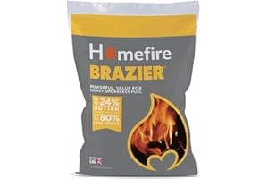 SARAS FLAVOURS OF ASIA Homefiire Brazier Smokeless Coal 10kg | Long-Lasting, Low-Emission Fuel for Open Fires & Multi-Fuel Stoves | Attractive Flame | Ready to Burn