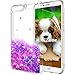 Produktbild OKZone Huawei Y6 2018 Hülle Glitzer [mit HD-Schutzfolie], Luxus Fließen Flüssig Glitzer Dynamisch TPU Kreativ Shiny Glanz Glitter Sparkle Schutzülle Etui Beschützer für Huawei Y6 2018 (Lila Herz)