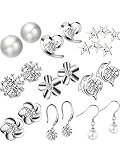 Varios estilos: los aretes tienen 9 estilos diferentes como muestran las imágenes, incluyen forma de flor, forma de corazón, forma de estrella y más, que le brindan múltiples opciones para elegir