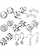 Produktbild Gejoy 9 Paar Versilbert Ohrstecker Set Süße Blume Herz Tier Zirkonia Piercing Studs, 9 Arten