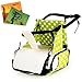 Cute Dot Printed Portable Foldable Harness 1-5 Years Baby Toddler Infan Dining Chair Nappy Changing Bag On the Go Booster Seat Bag Secure Snap Enclosure Travel Chair(Green)