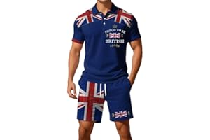 MANMANING Mens Union Jack T Shirts and Shorts Sets Summer Flag Print Casual Short Trousers Holiday Activewear Tractsuits For Men UK 2025