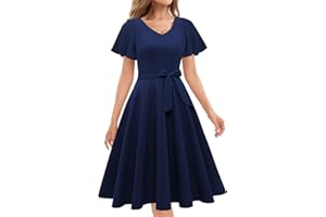 Gardenweda Cocktail Vintage Abito Elegante Donna Vestiti Stile Anni 50 Abito Vintage a V A-Linea Casual