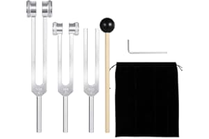 Koeydxst (128Hz, 256Hz, 512Hz) Tuning Fork Set, Tuning Forks with Reflex Hammer for Chakra/Healing/Sound Therapy/Repair