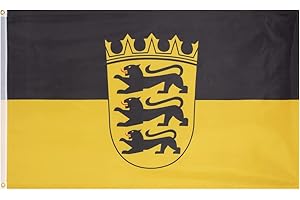 MUWO Flagge 16 deutsche Bundesländer + Mallorca 90 x 150 cm, doppelseitige Gartenflagge, wetterbeständige Fanflagge, Polyester Länderflagge Deutschland, mit Metallösen. (Baden-Württemberg)