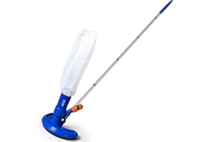 Aquatix Pro Pool Vacuum Cleaner Kit w/Brush, 5 Section Pole, 5ft Long, Best for Pools, Spa, Hot Tub & Pond, Fine Mesh Leaf Bag, 10" Portable Mini Jet Vac Head, Hoover for Cleaning & Maintenance